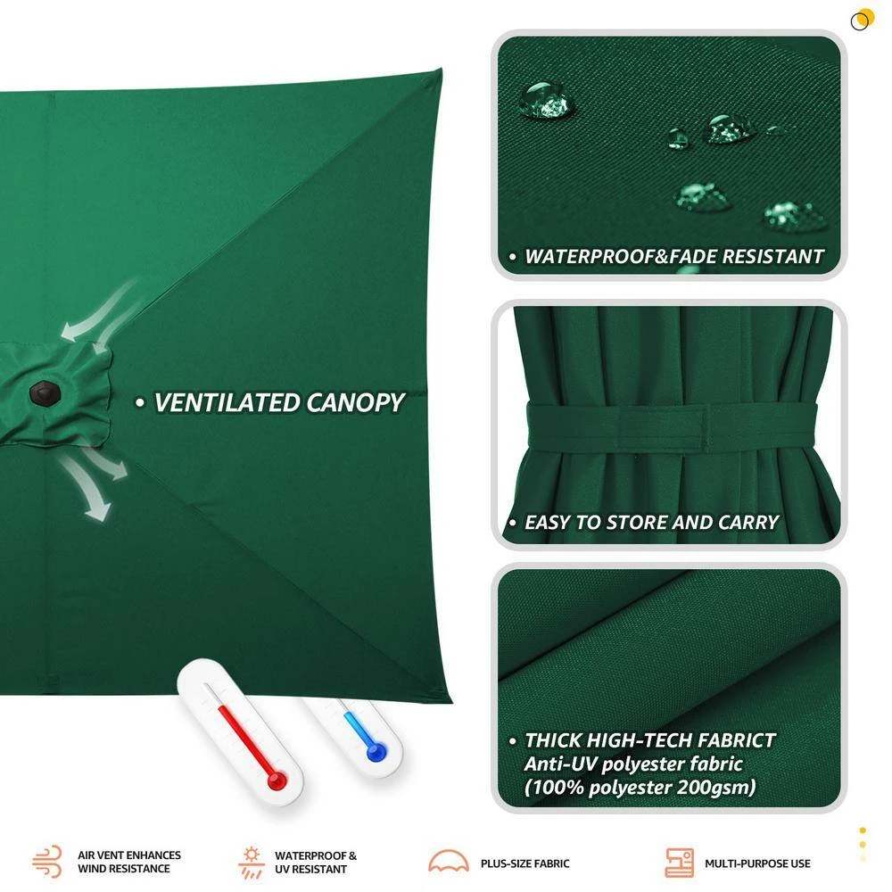 8.5 Ft. X 8.5 Ft. Steel Anti-UV Polyester Fabric Market Tilt Patio Umbrella In Green 4 8.5 Ft. X 8.5 Ft. Steel Anti-UV Polyester Fabric Market Tilt Patio Umbrella In Green - Image 4