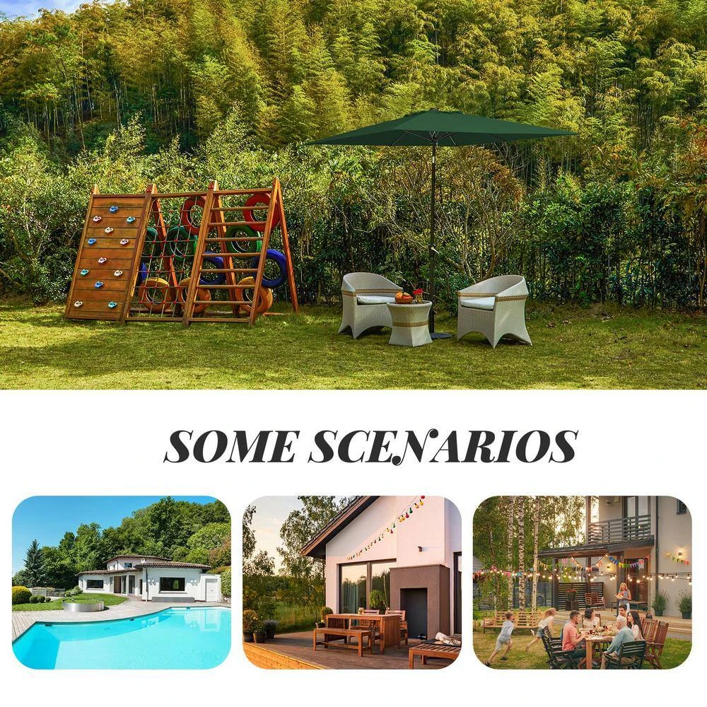 8.5 Ft. X 8.5 Ft. Steel Anti-UV Polyester Fabric Market Tilt Patio Umbrella In Green 8 8.5 Ft. X 8.5 Ft. Steel Anti-UV Polyester Fabric Market Tilt Patio Umbrella In Green - Image 8