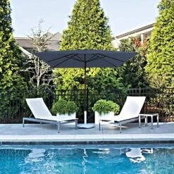 8.5 Ft. X 8.5 Ft. Steel Anti-UV Polyester Fabric Market Tilt Patio Umbrella In Navy -Jearey market umbrellas 8 5fxs navy 40 1000