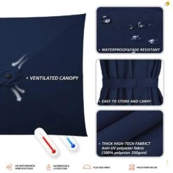 8.5 Ft. X 8.5 Ft. Steel Anti-UV Polyester Fabric Market Tilt Patio Umbrella In Navy -Jearey market umbrellas 8 5fxs navy a0 1000