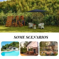 8.5 Ft. X 8.5 Ft. Steel Anti-UV Polyester Fabric Market Tilt Patio Umbrella In Navy -Jearey market umbrellas 8 5fxs navy d4 1000