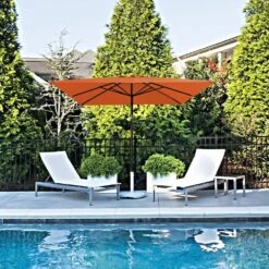 8.5 Ft. X 8.5 Ft. Steel Anti-UV Polyester Fabric Market Tilt Patio Umbrella In Orange -Jearey market umbrellas 8 5fxs orange 40 1000