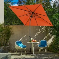 8.5 Ft. X 8.5 Ft. Steel Anti-UV Polyester Fabric Market Tilt Patio Umbrella In Orange