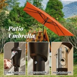 8.5 Ft. X 8.5 Ft. Steel Anti-UV Polyester Fabric Market Tilt Patio Umbrella In Orange -Jearey market umbrellas 8 5fxs orange 66 1000
