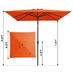 8.5 Ft. X 8.5 Ft. Steel Anti-UV Polyester Fabric Market Tilt Patio Umbrella In Orange -Jearey market umbrellas 8 5fxs orange 77 1000