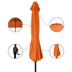8.5 Ft. X 8.5 Ft. Steel Anti-UV Polyester Fabric Market Tilt Patio Umbrella In Orange -Jearey market umbrellas 8 5fxs orange a0 1000