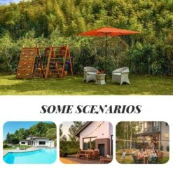 8.5 Ft. X 8.5 Ft. Steel Anti-UV Polyester Fabric Market Tilt Patio Umbrella In Orange -Jearey market umbrellas 8 5fxs orange d4 1000