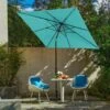 8.5 Ft. X 8.5 Ft. Steel Anti-UV Polyester Fabric Market Tilt Patio Umbrella In Peacock Blue