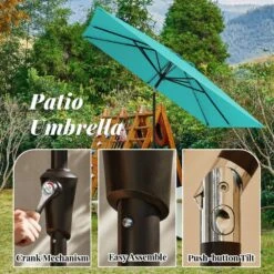 8.5 Ft. X 8.5 Ft. Steel Anti-UV Polyester Fabric Market Tilt Patio Umbrella In Peacock Blue 14 8.5 Ft. X 8.5 Ft. Steel Anti-UV Polyester Fabric Market Tilt Patio Umbrella In Peacock Blue -Jearey market umbrellas 8 5fxs pblue 66 1000