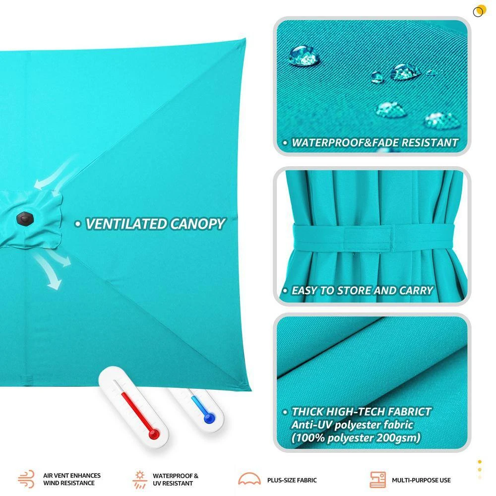 8.5 Ft. X 8.5 Ft. Steel Anti-UV Polyester Fabric Market Tilt Patio Umbrella In Peacock Blue 4 8.5 Ft. X 8.5 Ft. Steel Anti-UV Polyester Fabric Market Tilt Patio Umbrella In Peacock Blue - Image 4