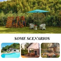 8.5 Ft. X 8.5 Ft. Steel Anti-UV Polyester Fabric Market Tilt Patio Umbrella In Peacock Blue 16 8.5 Ft. X 8.5 Ft. Steel Anti-UV Polyester Fabric Market Tilt Patio Umbrella In Peacock Blue -Jearey market umbrellas 8 5fxs pblue d4 1000