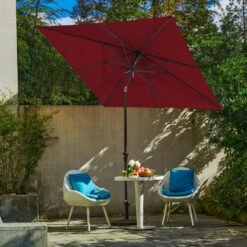 8.5 Ft. X 8.5 Ft. Steel Anti-UV Polyester Fabric Market Tilt Patio Umbrella In Red
