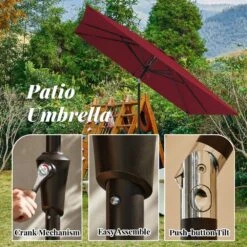 8.5 Ft. X 8.5 Ft. Steel Anti-UV Polyester Fabric Market Tilt Patio Umbrella In Red -Jearey market umbrellas 8 5fxs red 66 1000