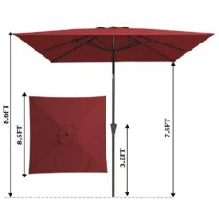 8.5 Ft. X 8.5 Ft. Steel Anti-UV Polyester Fabric Market Tilt Patio Umbrella In Red -Jearey market umbrellas 8 5fxs red 77 1000