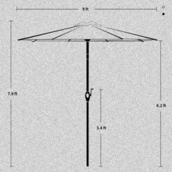 9FT Beige Steel Pole Market Umbrella Crank And Tilt Outdoor Patio Umbrella -Jearey market umbrellas 9ft beige 77 1000
