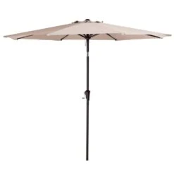 9FT Beige Steel Pole Market Umbrella Crank And Tilt Outdoor Patio Umbrella -Jearey market umbrellas 9ft beige c3 1000