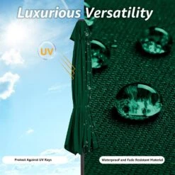 9FT Green Steel Pole Market Umbrella Crank And Tilt Outdoor Patio Umbrella -Jearey market umbrellas 9ft green a0 1000