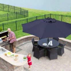 9FT Navy Steel Pole Market Umbrella Crank And Tilt Outdoor Patio Umbrella 13 9FT Navy Steel Pole Market Umbrella Crank And Tilt Outdoor Patio Umbrella -Jearey market umbrellas 9ft navy 31 1000