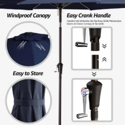 9FT Navy Steel Pole Market Umbrella Crank And Tilt Outdoor Patio Umbrella 10 9FT Navy Steel Pole Market Umbrella Crank And Tilt Outdoor Patio Umbrella -Jearey market umbrellas 9ft navy 66 1000