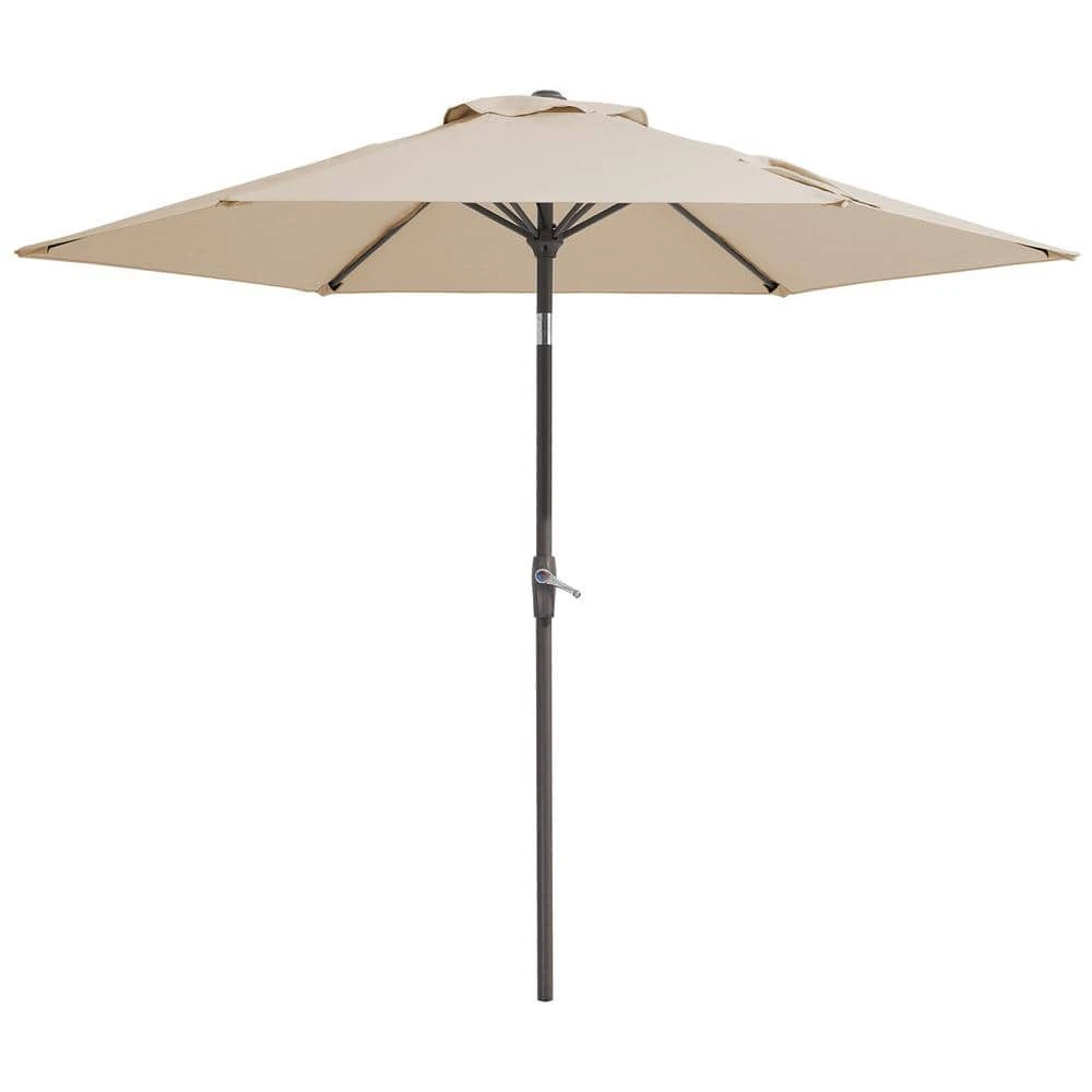 7.5ft Steel Outdoor Patio Market Umbrella With Tilt Crank In Beige 3 7.5ft Steel Outdoor Patio Market Umbrella With Tilt Crank In Beige - Image 3