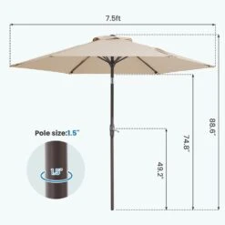 7.5ft Steel Outdoor Patio Market Umbrella With Tilt Crank In Beige 13 7.5ft Steel Outdoor Patio Market Umbrella With Tilt Crank In Beige -Jearey market umbrellas cx7 5ft beige 44 1000
