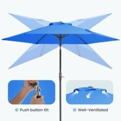 7.5 Ft. Steel Outdoor Market Patio Umbrella With Tilt Crank In Blue -Jearey market umbrellas cx7 5ft black 4f 1000