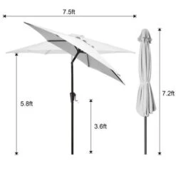 7.5ft Steel Outdoor Patio Market Umbrella With Tilt Crank In Blue And White Stripes -Jearey market umbrellas cx7 5ft bltw 1d 1000
