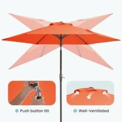 7.5 Ft. Steel Outdoor Patio Market Umbrella With Tilt Crank In Pumpkin -Jearey market umbrellas cx7 5ft brown 4f 1000