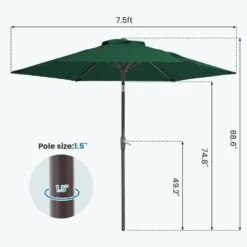 7.5ft Steel Outdoor Patio Market Umbrella With Tilt Crank In Green -Jearey market umbrellas cx7 5ft green 44 1000