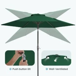 7.5ft Steel Outdoor Patio Market Umbrella With Tilt Crank In Green -Jearey market umbrellas cx7 5ft green 4f 1000