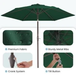 7.5ft Steel Outdoor Patio Market Umbrella With Tilt Crank In Green -Jearey market umbrellas cx7 5ft green c3 1000