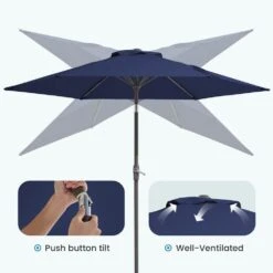 7.5ft Steel Outdoor Patio Market Umbrella With Tilt Crank In Navy -Jearey market umbrellas cx7 5ft navy 4f 1000