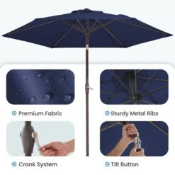 7.5ft Steel Outdoor Patio Market Umbrella With Tilt Crank In Navy -Jearey market umbrellas cx7 5ft navy c3 1000