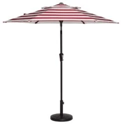 7.5ft Steel Outdoor Patio Market Umbrella With Tilt Crank In Red And White Stripes -Jearey market umbrellas cx7 5ft rdtw e1 1000
