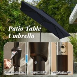 8.5 Ft. X 8.5 Ft. Square Market Patio Umbrella Outdoor Umbrellas With Push Button Tilt And Crank Lift In Navy (2-Tiers) -Jearey market umbrellas fxzz8 5 navy 40 1000
