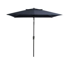 8.5 Ft. X 8.5 Ft. Square Market Patio Umbrella Outdoor Umbrellas With Push Button Tilt And Crank Lift In Navy (2-Tiers)