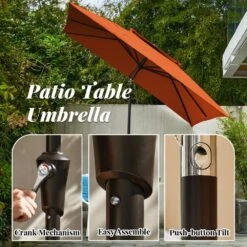 8.5 Ft. X 8.5 Ft. Square Market Patio Umbrella Outdoor Umbrellas W/Push Button Tilt And Crank Lift In Orange (2-Tiers) -Jearey market umbrellas fxzz8 5 orange 40 1000