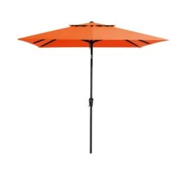 8.5 Ft. X 8.5 Ft. Square Market Patio Umbrella Outdoor Umbrellas W/Push Button Tilt And Crank Lift In Orange (2-Tiers)