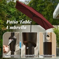 8.5 Ft. X 8.5 Ft. Square Market Patio Umbrella Outdoor Umbrellas With Push Button Tilt And Crank Lift In Red (2-Tiers) -Jearey market umbrellas fxzz8 5 red 40 1000