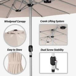 181 In. X 102 In. Dodecagon Double-Sided Patio Market Umbrella In Beige 11 181 In. X 102 In. Dodecagon Double-Sided Patio Market Umbrella In Beige -Jearey market umbrellas stzzs beige 1d 1000