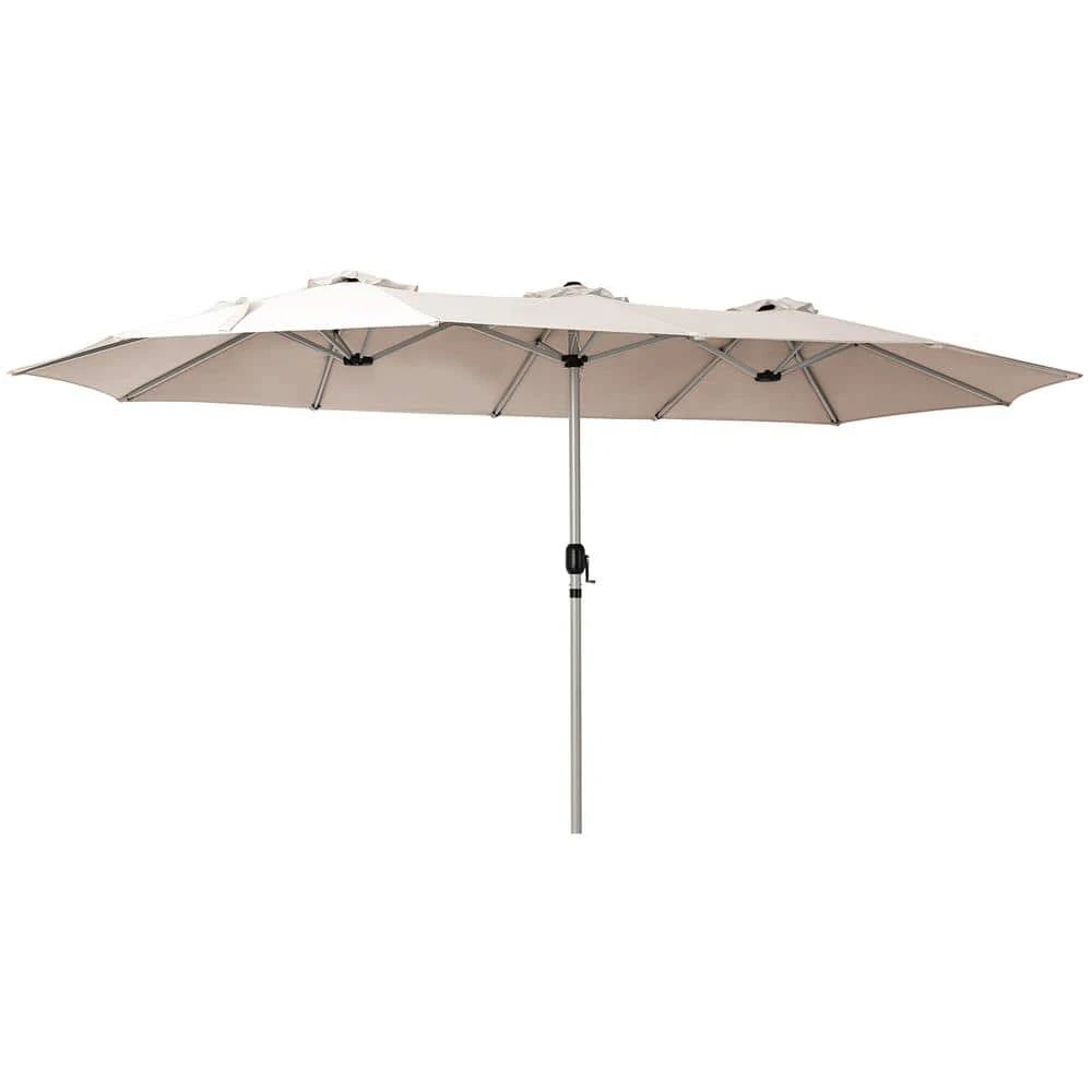 181 In. X 102 In. Dodecagon Double-Sided Patio Market Umbrella In Beige 3 181 In. X 102 In. Dodecagon Double-Sided Patio Market Umbrella In Beige - Image 3