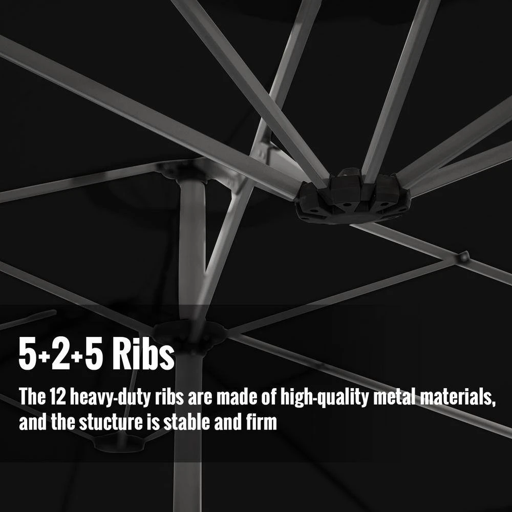 181 In. X 102 In. Dodecagon Double-Sided Market Patio Umbrella In Black 3 181 In. X 102 In. Dodecagon Double-Sided Market Patio Umbrella In Black - Image 3