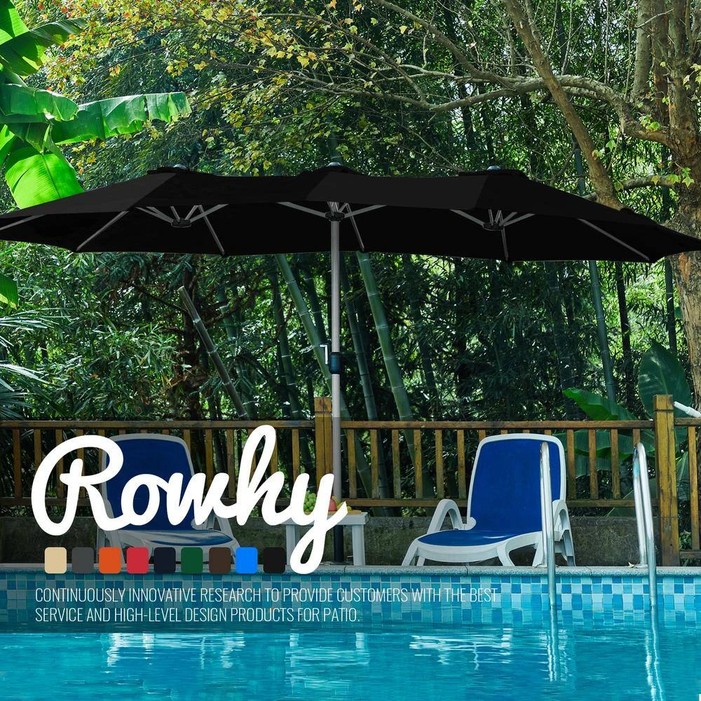 181 In. X 102 In. Dodecagon Double-Sided Market Patio Umbrella In Black 7 181 In. X 102 In. Dodecagon Double-Sided Market Patio Umbrella In Black - Image 7