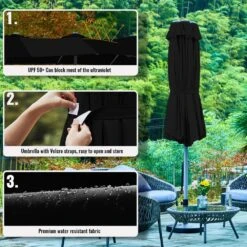 181 In. X 102 In. Dodecagon Double-Sided Market Patio Umbrella In Black 10 181 In. X 102 In. Dodecagon Double-Sided Market Patio Umbrella In Black -Jearey market umbrellas stzzs black 66 1000