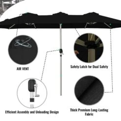 181 In. X 102 In. Dodecagon Double-Sided Market Patio Umbrella In Black 11 181 In. X 102 In. Dodecagon Double-Sided Market Patio Umbrella In Black -Jearey market umbrellas stzzs black 77 1000