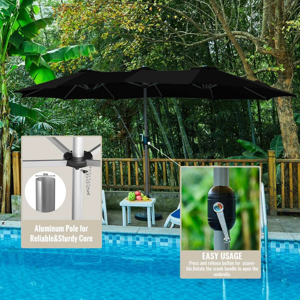 181 In. X 102 In. Dodecagon Double-Sided Market Patio Umbrella In Black 2 181 In. X 102 In. Dodecagon Double-Sided Market Patio Umbrella In Black - Image 2