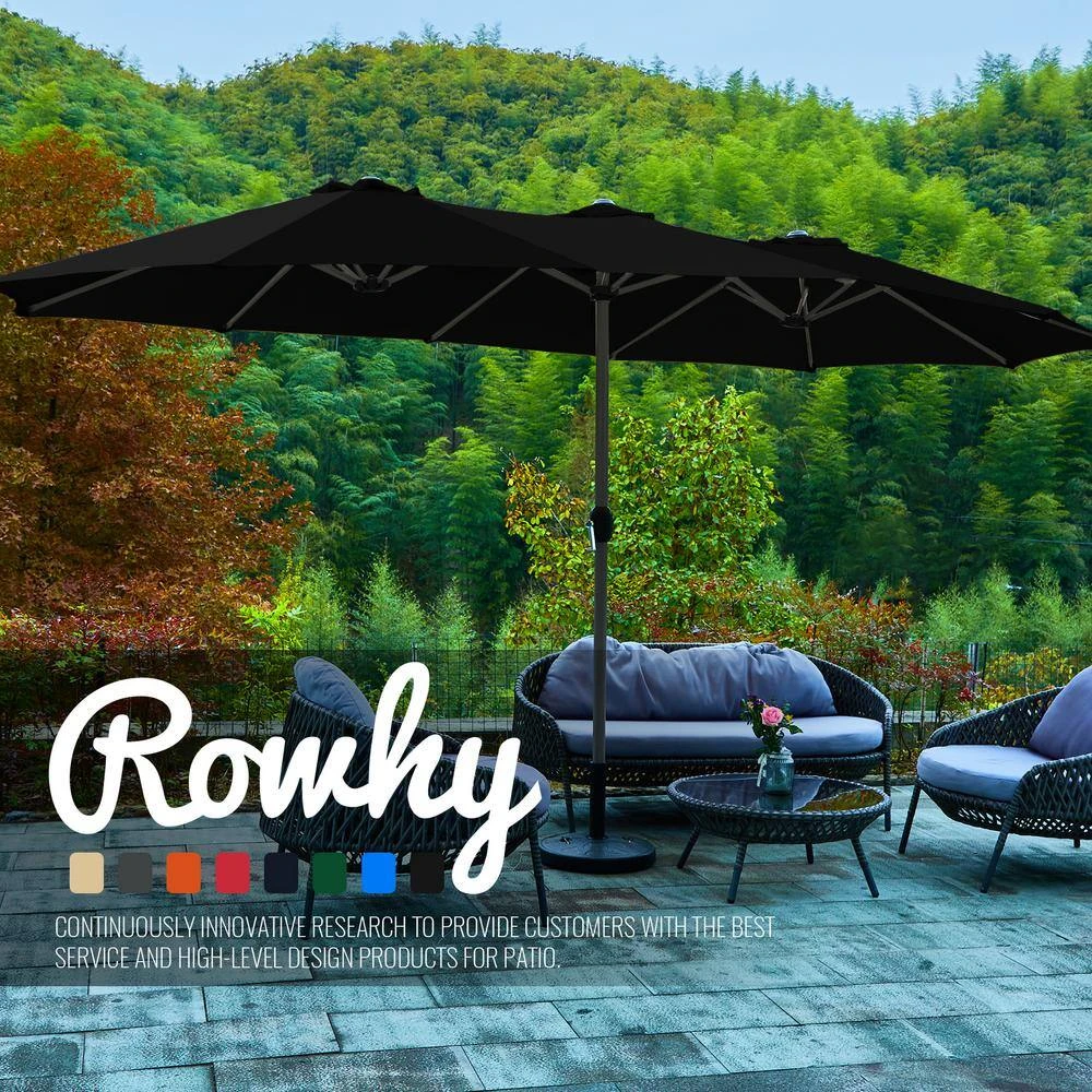 181 In. X 102 In. Dodecagon Double-Sided Market Patio Umbrella In Black 6 181 In. X 102 In. Dodecagon Double-Sided Market Patio Umbrella In Black - Image 6