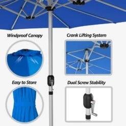 181 In. X 102 In. Dodecagon Double-Sided Patio Market Umbrella In Blue -Jearey market umbrellas stzzs blue 1d 1000