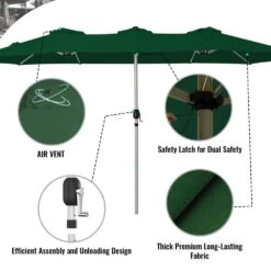 181 In. X 102 In. Dodecagon Double-Sided Market Patio Umbrella In Dark Green -Jearey market umbrellas stzzs dg 77 1000