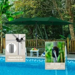 181 In. X 102 In. Dodecagon Double-Sided Market Patio Umbrella In Dark Green -Jearey market umbrellas stzzs dg a0 1000